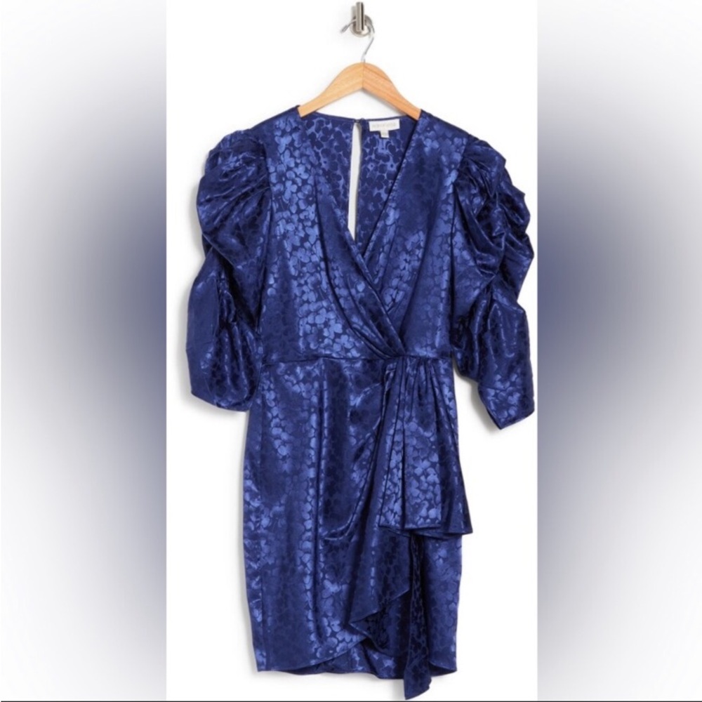 W/ tags Ronny Kobo Amara Wrap Accent Puff Sleeve Dress S